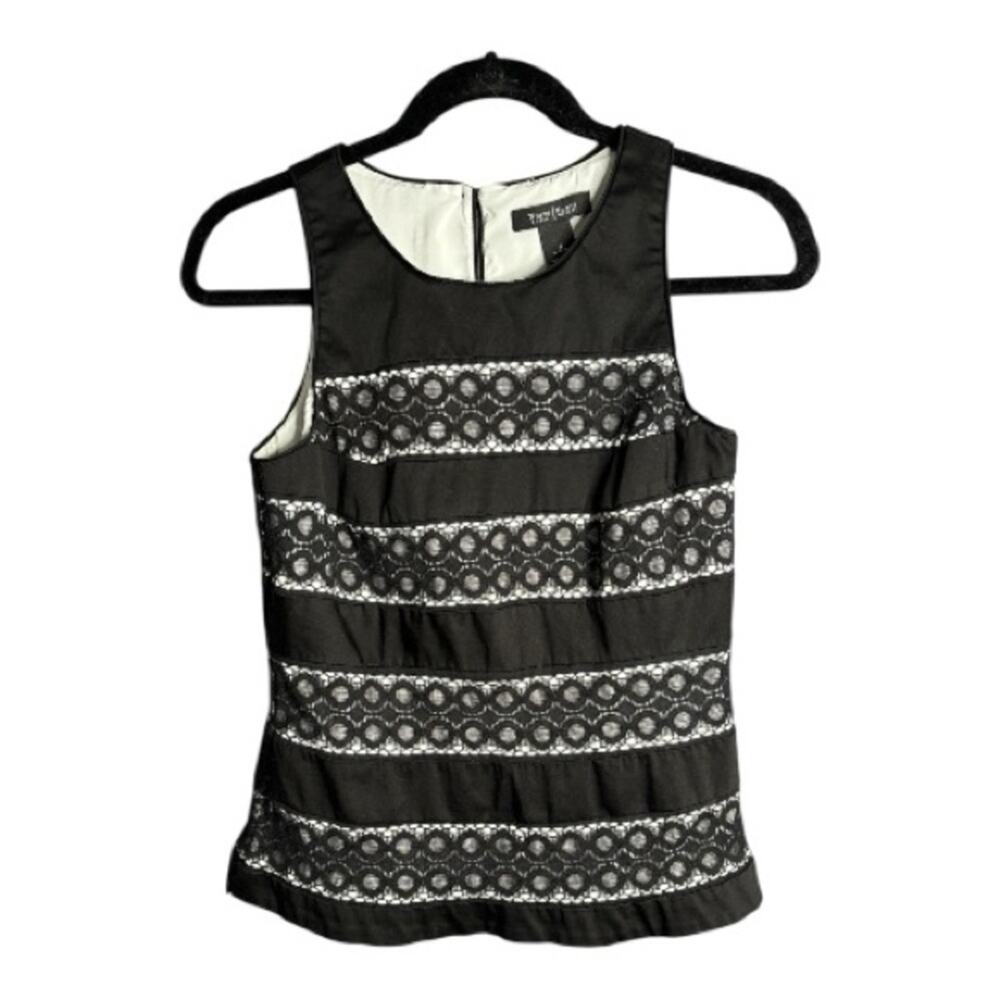 White House Black Market Black & White Lace Sleeveless Top 4